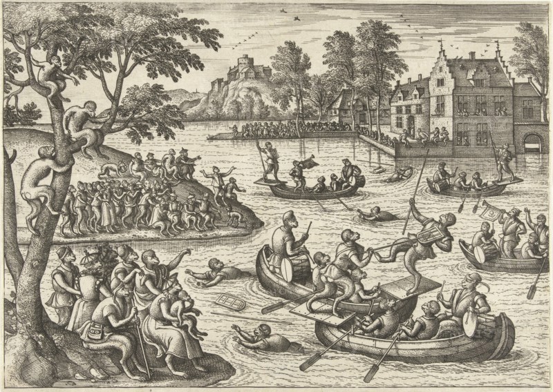 Joust on the water, Pieter van der Borcht (I), Philips Galle, 1545 - 1608