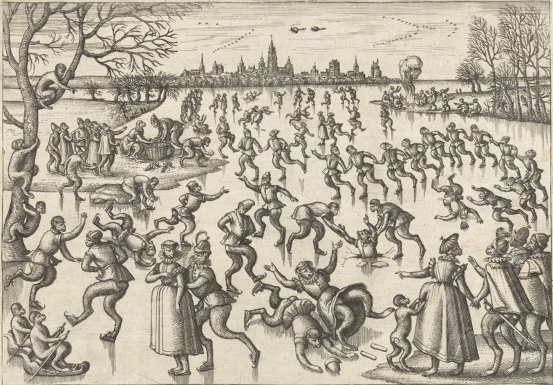 Skating, Pieter van der Borcht (I), Philips Galle, 1545 - 1608