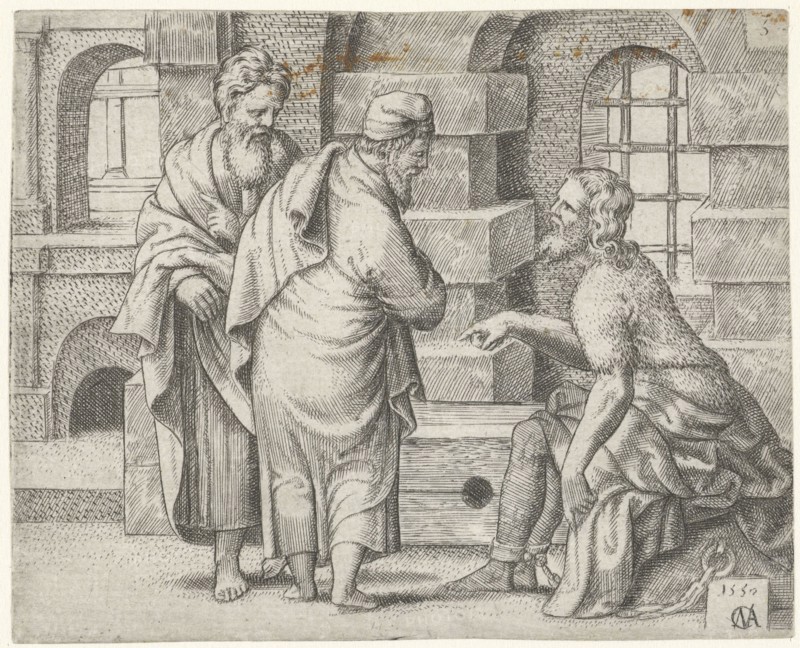 John the Baptist in prison, print maker: Cornelis Massijs, Cornelis Massijs, 1550
