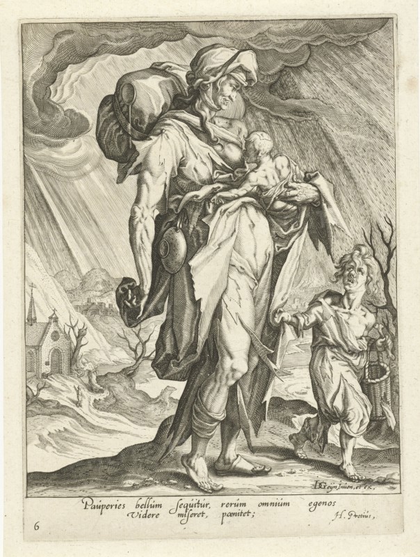 Poverty (Paupertas), Zacharias Dolendo, Jacob de Gheyn II, Hugo de Groot, 1596 - 1597