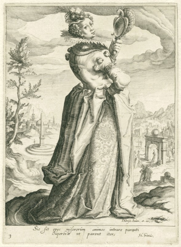 Pride (Superbia), Zacharias Dolendo, Jacob de Gheyn II, Hugo Grotius or Hugo de Groot, c. 1596 - c. 1597