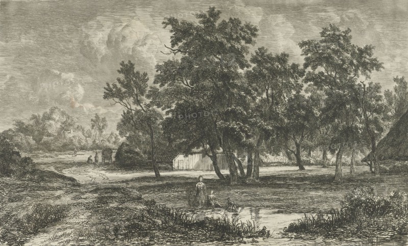 Landscape with farm among the trees, Christiaan Immerzeel, 1818 - 1886