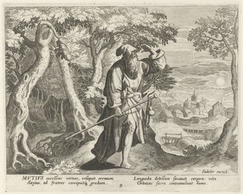 Mutius the hermit, Johann Sadeler (I), RaphaÃ«l Sadeler (I), Maerten de Vos, 1583 - 1588