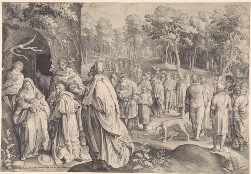Adoration of the Magi, print maker: Nicolaes de Bruyn, Pieter Schenk I, 1643 and/or 1670 - 1711