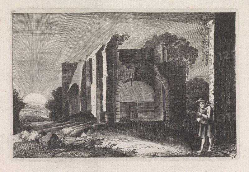 Farmer at a ruin, Claes Jansz Visscher II, 1652