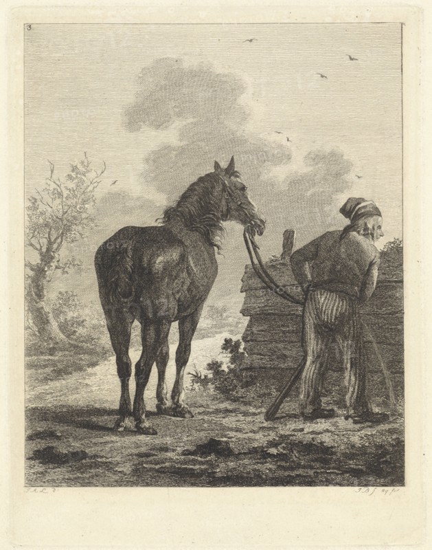 Soldier with horse, Joannes Bemme, Jan Anthonie Langendijk Dzn, 1802