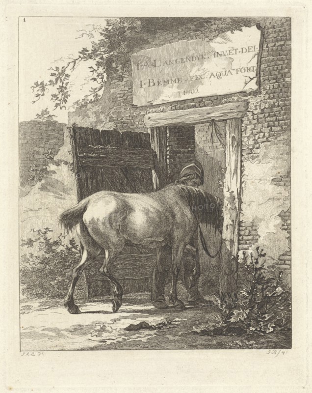 Title print for series with horses, Joannes Bemme, Jan Anthonie Langendijk Dzn, 1802