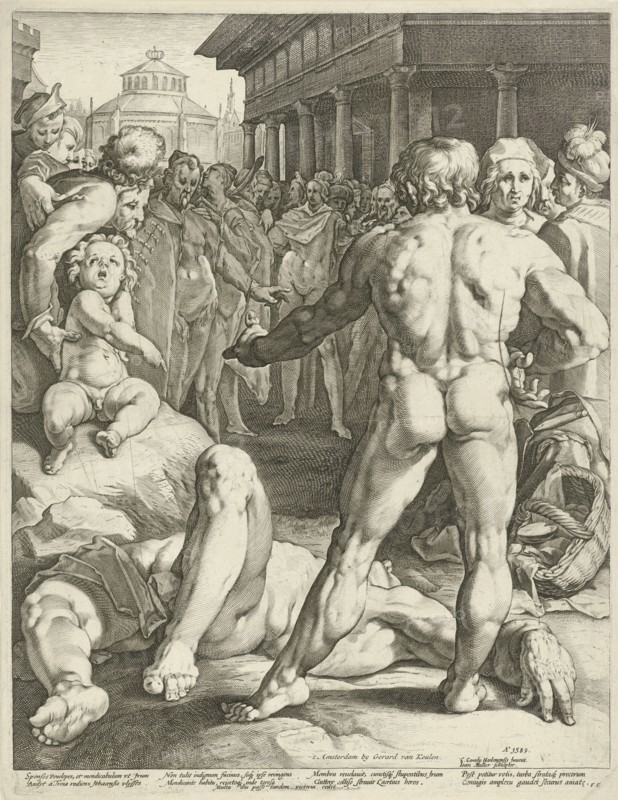 Battle between Ulysses and Irus, Jan Harmensz. Muller, Gerard van Keulen, Franco Estius, 1589
