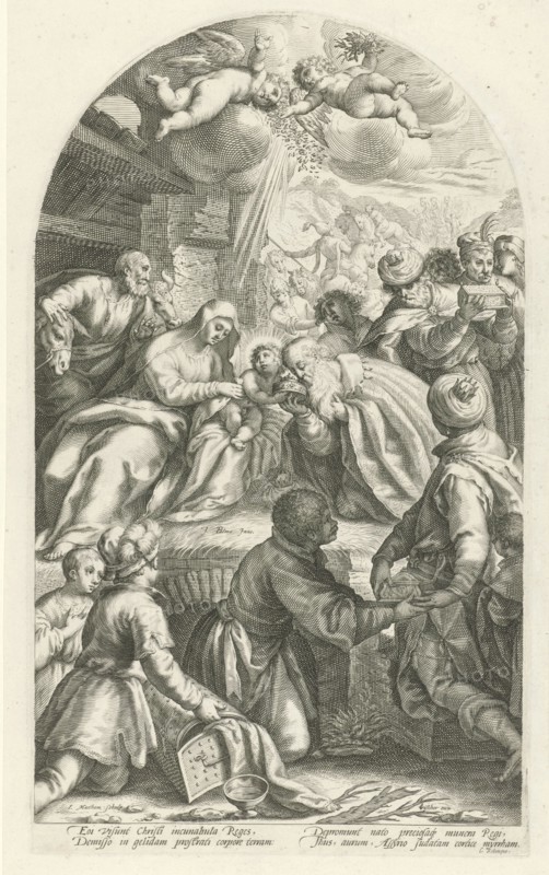 Adoration of the Magi, Jacob Matham, Cornelius Schonaeus, Claes Jansz. Visscher (II), 1592 - 1596