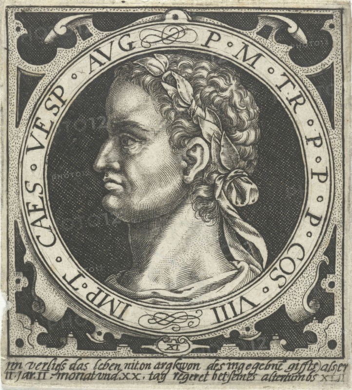 Portrait of Vespasian on medallion, Nicolaes de Bruyn, 1594