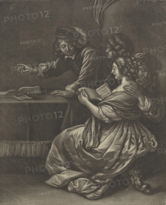 Companions around a table, Jan van Somer, Gerard Pietersz. van Zijl, 1655 - 1700