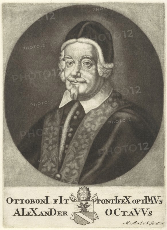 Portrait of Pope Alexander VIII, Matthijs van Marebeek, 1689 - 1699
