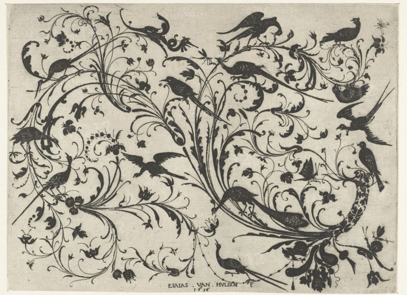 Decoration with flowers and birds, Anonymous, 1616