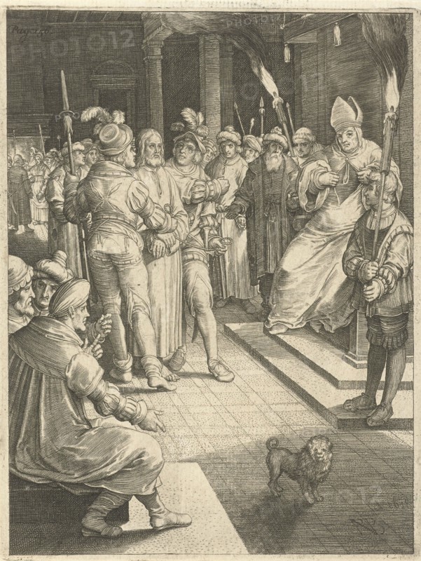Christ before Caiaphas, Nicolaes de Bruyn, 1618