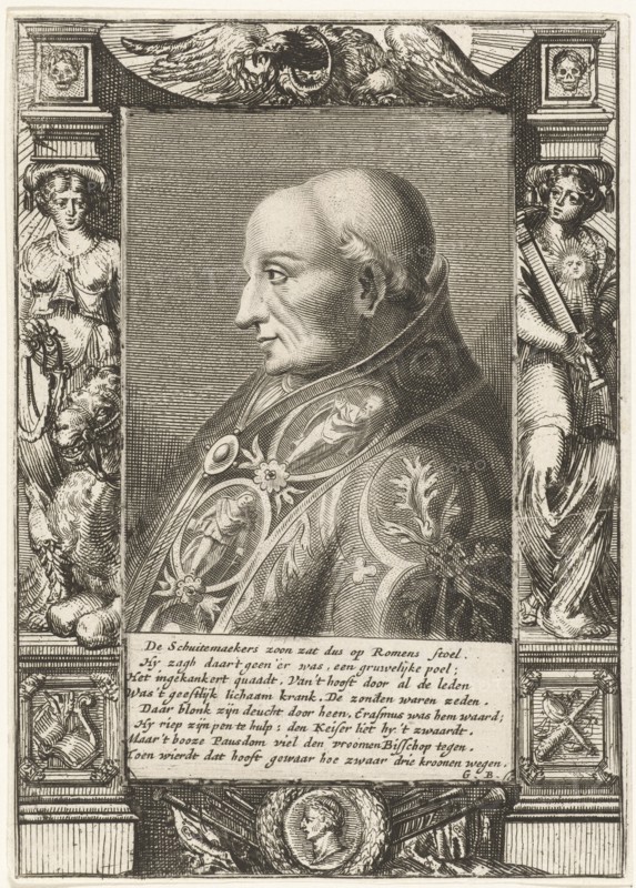 Portrait of Pope Adrian VI, Hendrik Bary, Geeraert Brandt (I), 1657-1707
