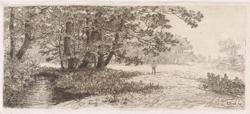 Landscape with trees along the water, Elias Stark, 1887