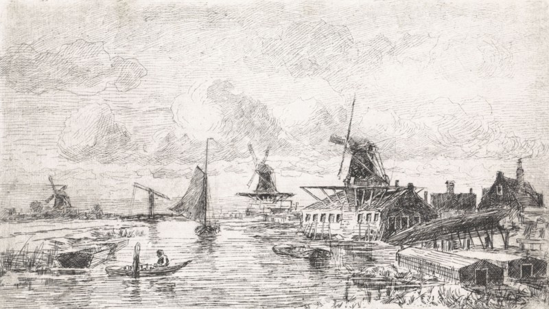 Windmill in landscape, Elias Stark, 1881
