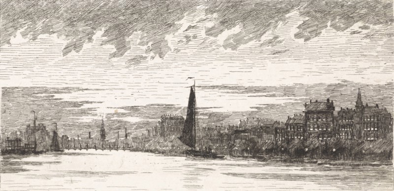 View from the Amstel River on Amsterdam, The Netherlands, Elias Stark, 1887