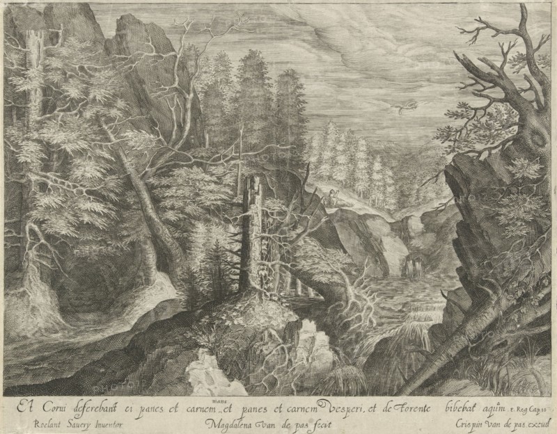 Elia fed by a raven. Magdalena van de Passe, Crispijn van de Passe (I), 1617 - 1634