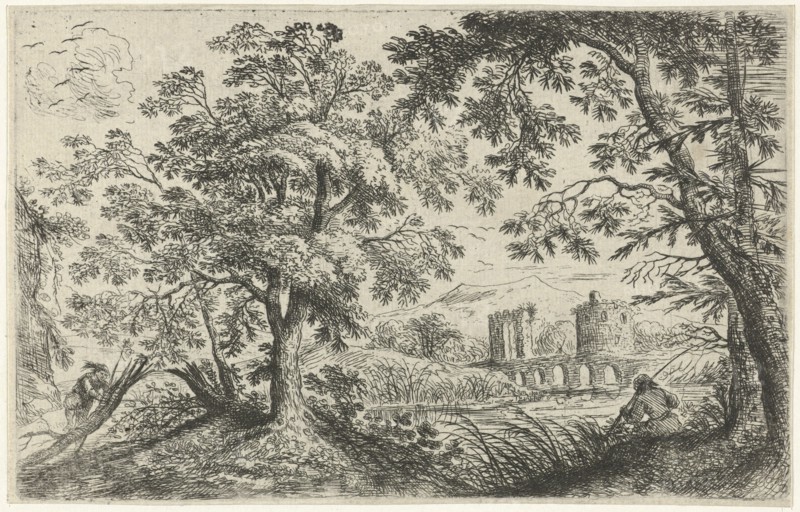 Landscape with a fisherman, Cornelis Matthieu, 1637 - 1656