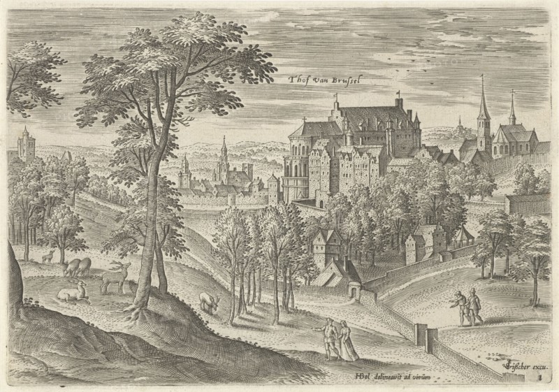 View of the Slot Hof of Brussels, Belgium, Hans Collaert I, Claes Jansz. Visscher II, 1530 - 1580