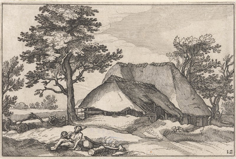 Farm and shepherd with his dog, Claes Jansz. Visscher (II), Abraham Bloemaert, BoÃ«tius Adamsz. Bolswert, 1620