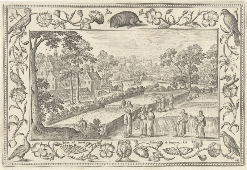 Picking corn on the Sabbath, Adriaen Collaert, Eduwart Hoes Winckel, 1582-1586