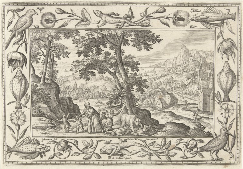 Elisha curses annoying children, Adriaen Collaert, Eduwart van Hoeswinckel, 1582 - 1586