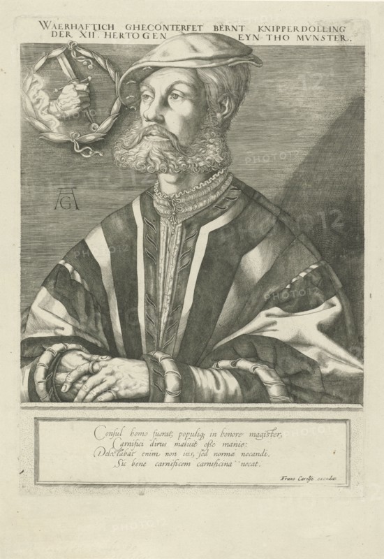 Portrait of Bernard Knipperdolling, Jan Harmensz. Muller, Frans Carelse, 1613 - 1617