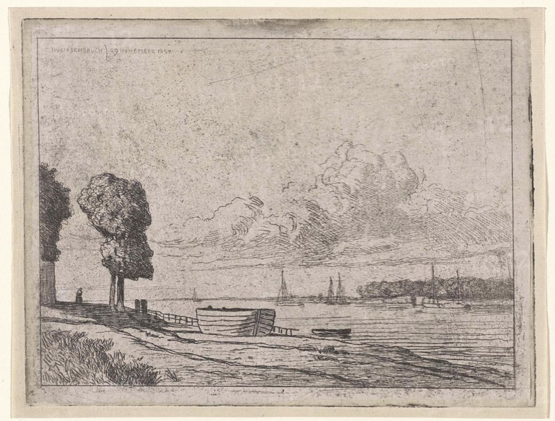 View of the river Lek at Vreeswijk, The Netherlands, Jan Weissenbruch, 1850