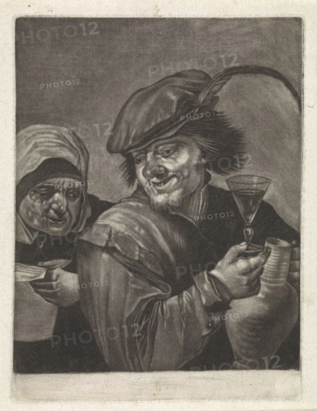 Man with jug and wine glass, variant A, Jan van der Bruggen, 1659-1740