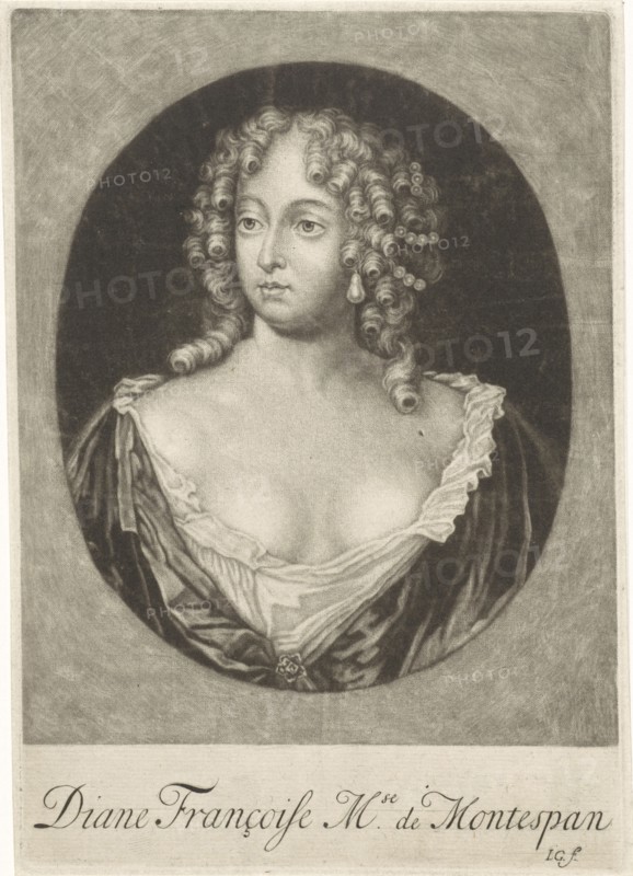 Portrait of FranÃ§oise AthénaÃ¯s de Rochechouart, print maker: Jacob Gole, 1670 - 1724