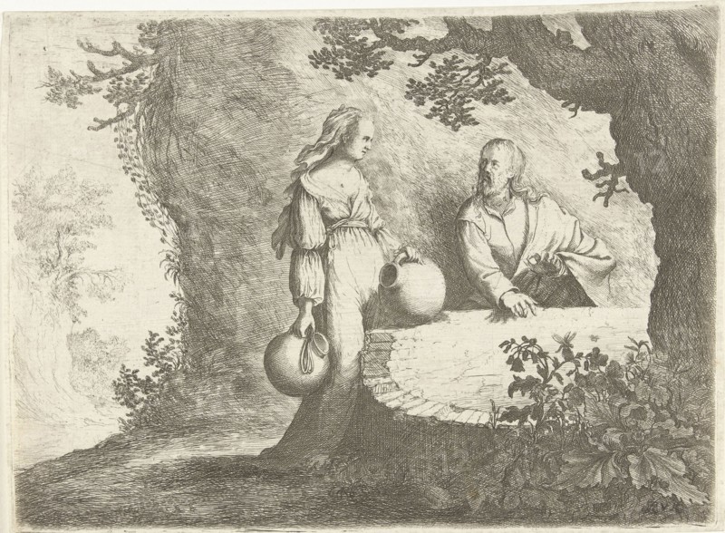 Christ in conversation with the Samaritan woman, Willem Basse, 1633 - 1672