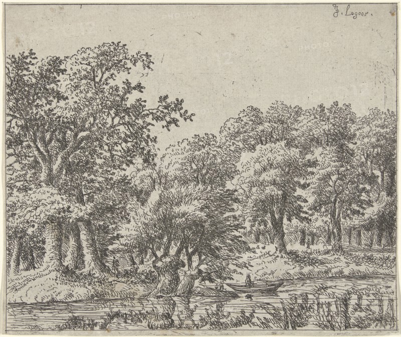 Landscape with boat, Johan de Lagoor, 1635 - 1660
