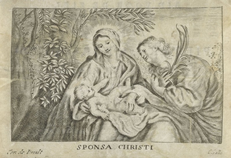 Mary with Child and martyr, Cornelis Galle II, Cornelis Galle III, Cornelis de Bout, 1638-1678