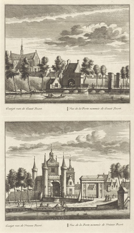 Alkmaar with city gates and the Great Church, Grote Kerk, The Netherlands
