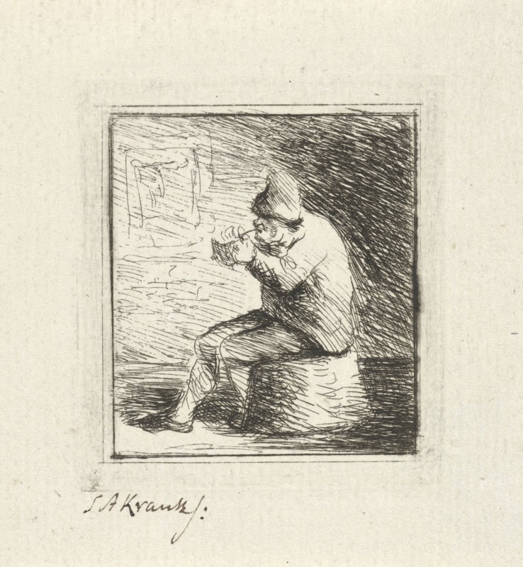 Smoking farmer, Simon Andreas Krausz, 1770 - 1825