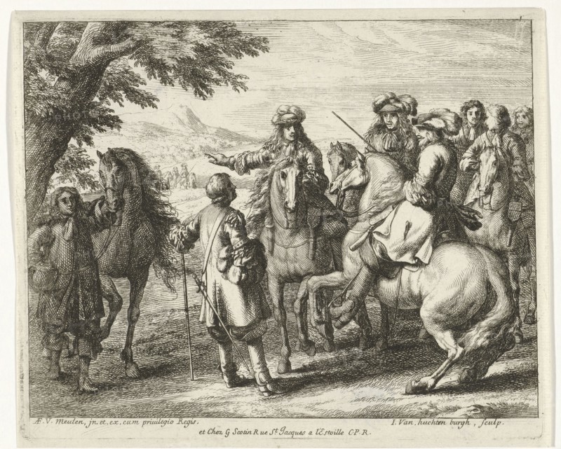 Captains on horseback, Jan van Huchtenburg, Gérard Scotin (I), Adam Frans van der Meulen, 1674 - 1733