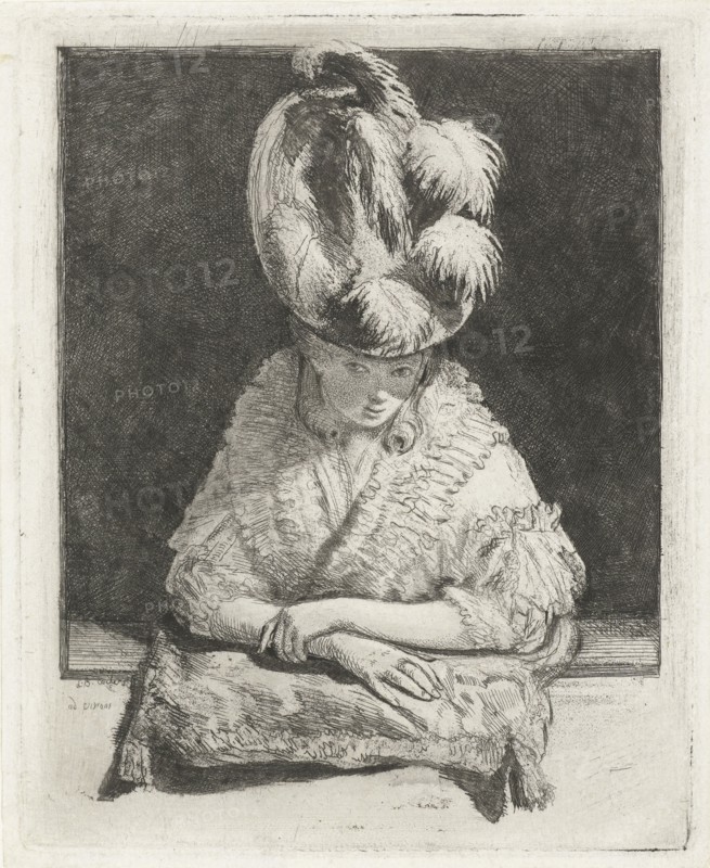 Portrait of a Young Woman with hat looking out of the window, Louis Bernard Coclers, 1756 - 1817