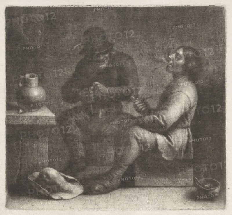 Two pipe-smoking men, Wallerant Vaillant, David Teniers (II), 1658 - 1677