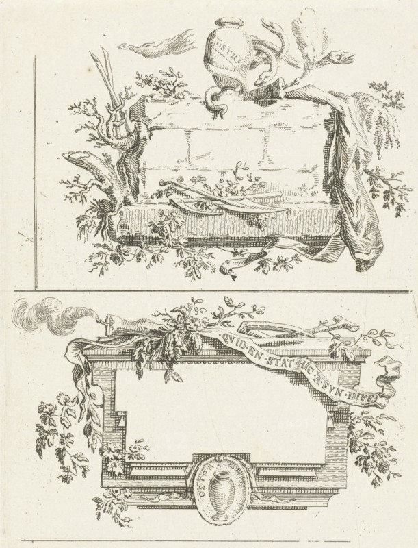Journal with three vignettes including name Bilderdijk, print maker: Willem Bilderdijk, 1766 - 1831