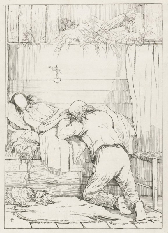Death of a loved one, print maker: Karel Frederik Bombled
