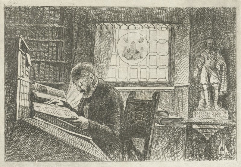 Portrait of Frederick Verachter at his desk in the archive, Philippus Jacobus van Bree, c. 1833 - before c. 1871