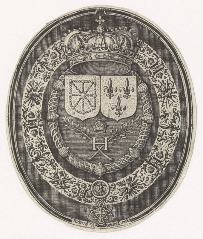 Arms of France and Navarre, print maker: Simon van de Passe, 1605 - 1647