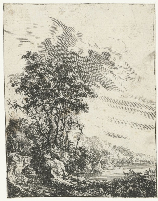 A river landscape with a man and a goat, Gilles Neyts, 1643 - 1681