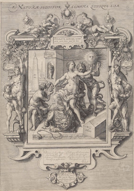 Allegory of human nature, print maker: Jan Saenredam, Cornelis Ketel, Petrus Hogerbeets, 1610 - 1648