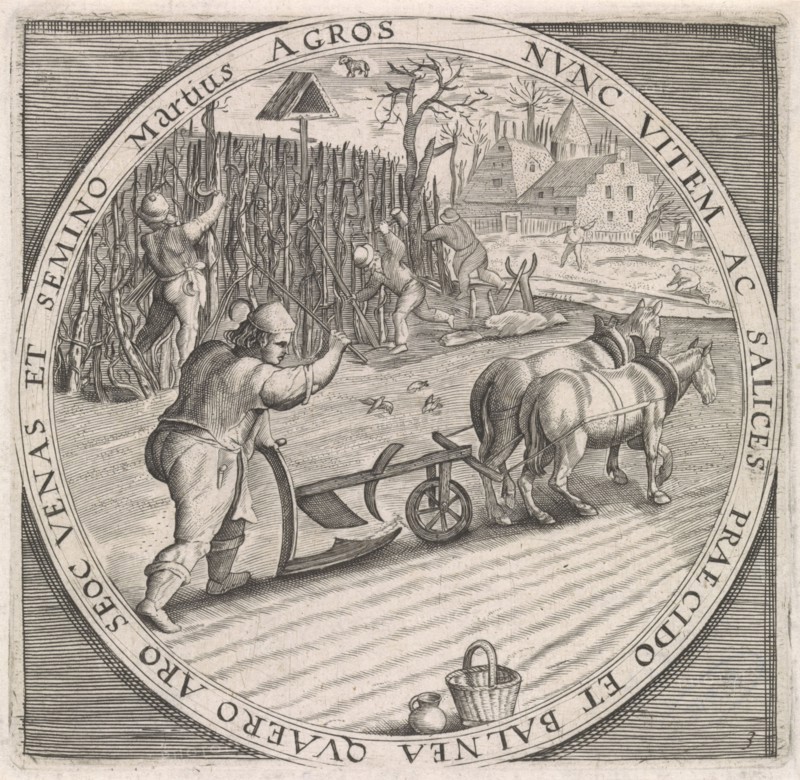 March: plowing, Anonymous, Crispijn van de Passe (I), Maerten de Vos, 1574 - 1687