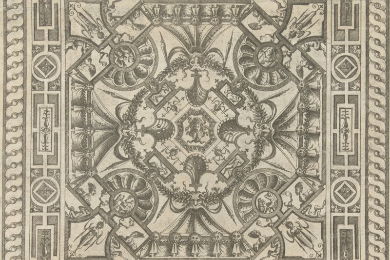 Ceiling with a Medusa head in the middle, Pieter van der Heyden, Jacob Floris, Hieronymus Cock, 1566