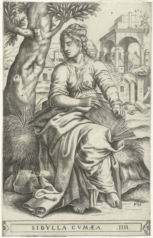 Sibyl of Cumae, print maker: Frans Huys, 1546 - 1562