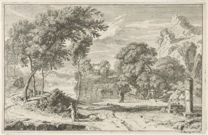 Ship with a few women, Albert Meyeringh, 1665 - 1714